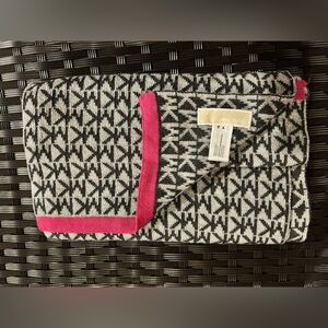 Michaels Black and Gray Geometric Scarf with Pink Accent